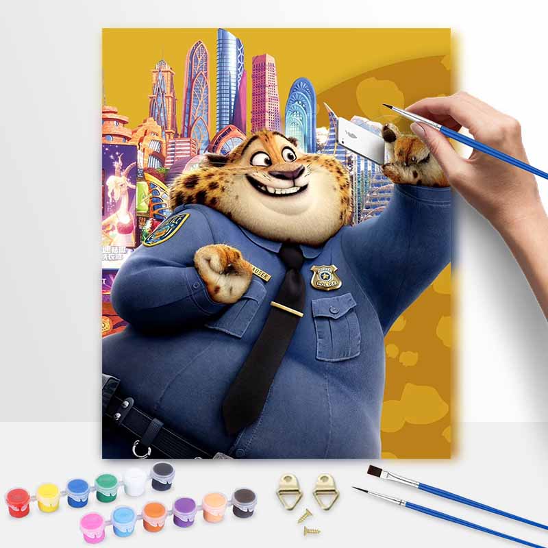 Disney Zootopia Clawhauser Paint By Numbers Hand Painting Kit. Home Decor Gift 20x30cm