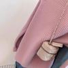 Pink semi-turtleneck bottoming sweater women's autumn, winter and winter high-end inner bottoming sweater small medium neck knitted sweater