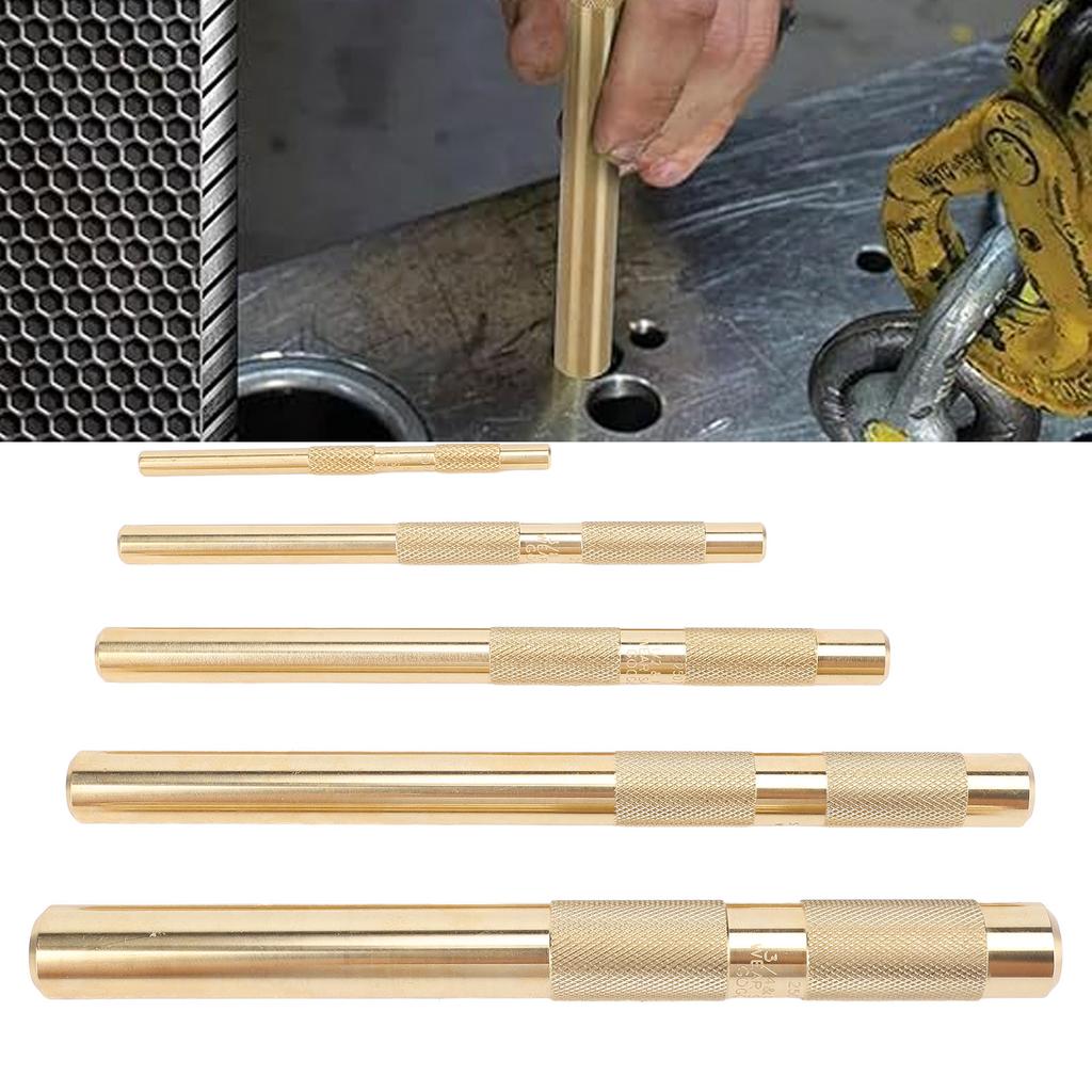 Drift Punch Set Knurled 1/4inch 3/8inch 1/2inch 5/8inch 3/4inch Brass Drift Punch Tool for Automotiv