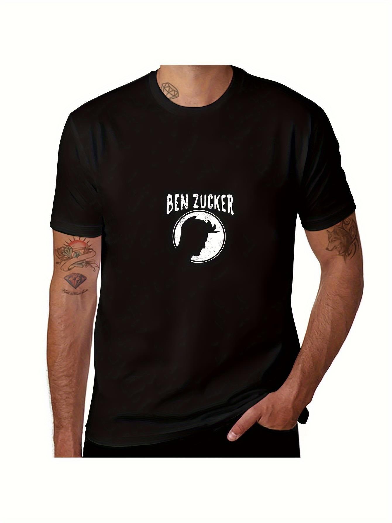 Ben Zucker Men s Signature Logo T-Shirt - Black with White Name & Iconic Face Print XXL