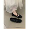 Inner height increase! Korean retro polka dot square head Mary Jane shoes light mouth single shoes ballet shoes early autumn French women's shoes
