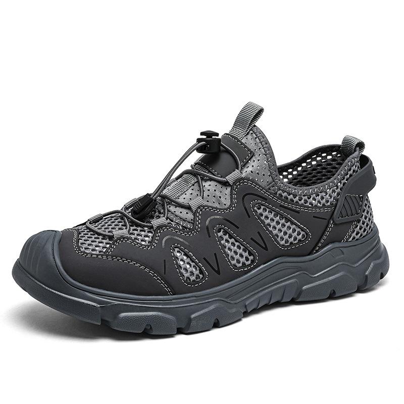 

Men s shoes summer breathable hollow thin mesh sports large size mesh shoes soft sole leisure outdoor labor insurance mountaineering tide shoes 44 сірий колір