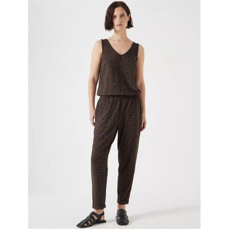 

Foreign Trade Pure Yuan Single Tail Goods Exported to UK Hus * Women High Waist Slimming Micro-Pull Knitted Sports Leisure Jumpsuit Dark Brown (leopard print) XL