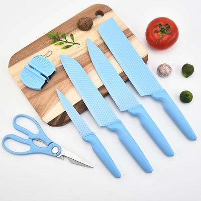 6Pcs Knife Sets Kitchen Knives Set Chef Knives Kitchen Slicing Knife Fruit Cutter Peeler Scissor Sharpener