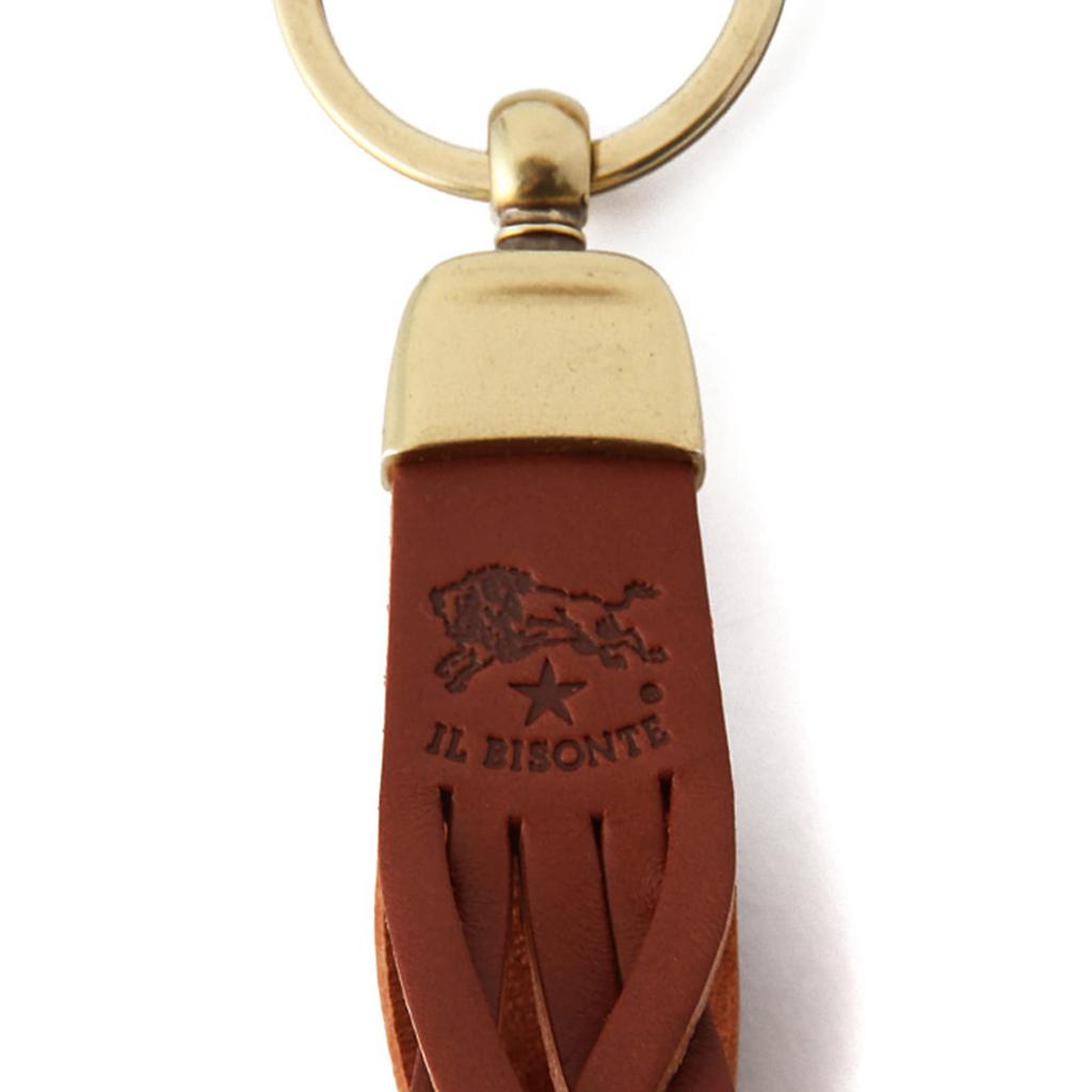 IL BISONTE Genuine Leather Keychain, Key Ring, Unisex, Red, for Men and Women