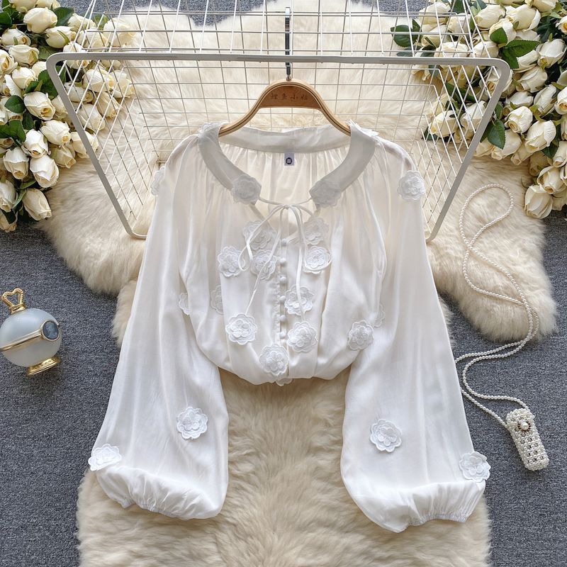 

INS Stereo Shoelace Loose Slimming and All-Matching Flowers White All yards