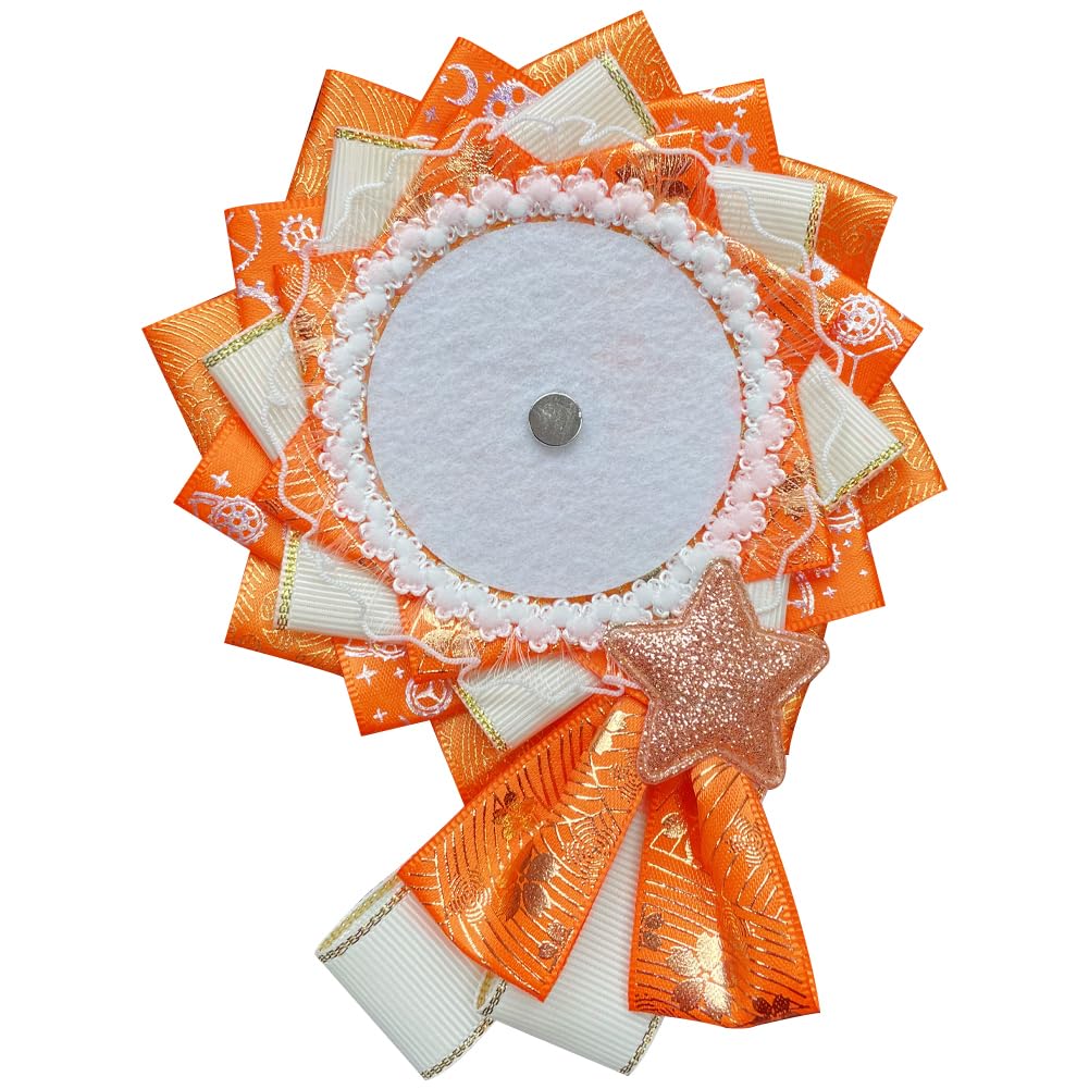 ЮЯКЕШИ Розетка Ита-бэг, Ручная работа, Лента, Украшение для Ита-бэга, Кружевной аксессуар, Розетка для Ита-бэга, Украшение «Падающая звезда», для значков 55-75 мм (оранжевый)