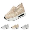 Women's Lace Embroidered Sequins Flat Elevator Shoes for Casual Wear