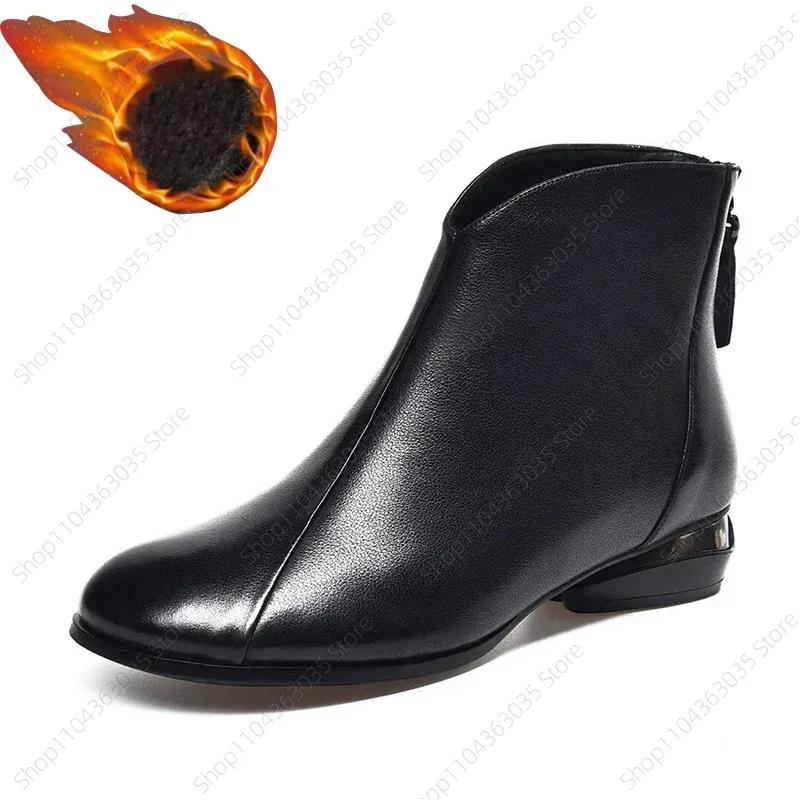 Winter Vintage Braune Lederstiefel Frau Keil Stiefeletten Mode Schleife Retro Schuhe Damen Reißverschluss Plateau Stiefel Weiblich