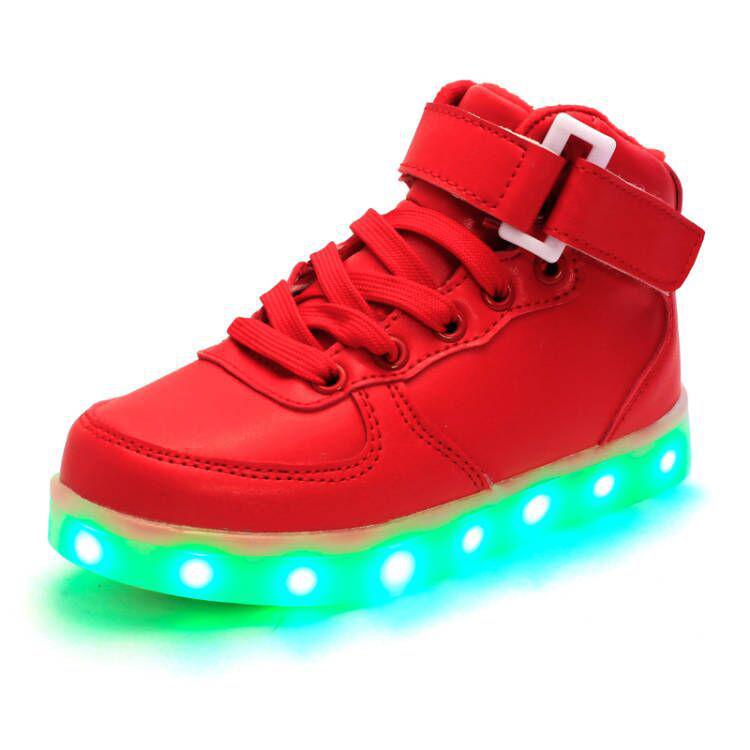 Children's light shoes led luminous shoes charging sports shoes high-top baby shoes male and female students female board shoes