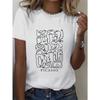 Women's Picasso-Inspired Abstract Face Line Art T-Shirt Black White Cubist Geometric Print Minimalist Modern Crew Neck Short Sleeve Relaxed Fit Tee