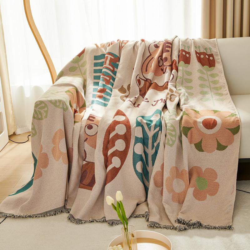 American Country Sofa Cover Cover Single Double Three-Seat Sofa Cushion Blanket Towel Cartoon Cartoon Sofa Full Cover Cloth Cotton Blanket