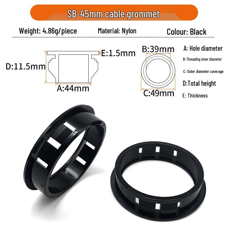 Jun Ding Ying SB-45 Black Nylon Wire Grommets (100-Pack)