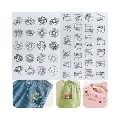 2Sheets Flowers and Leaf Designs Stitching Embroidery Paper Handmade Embroidery DIY Water Soluble Embroidery Patterns