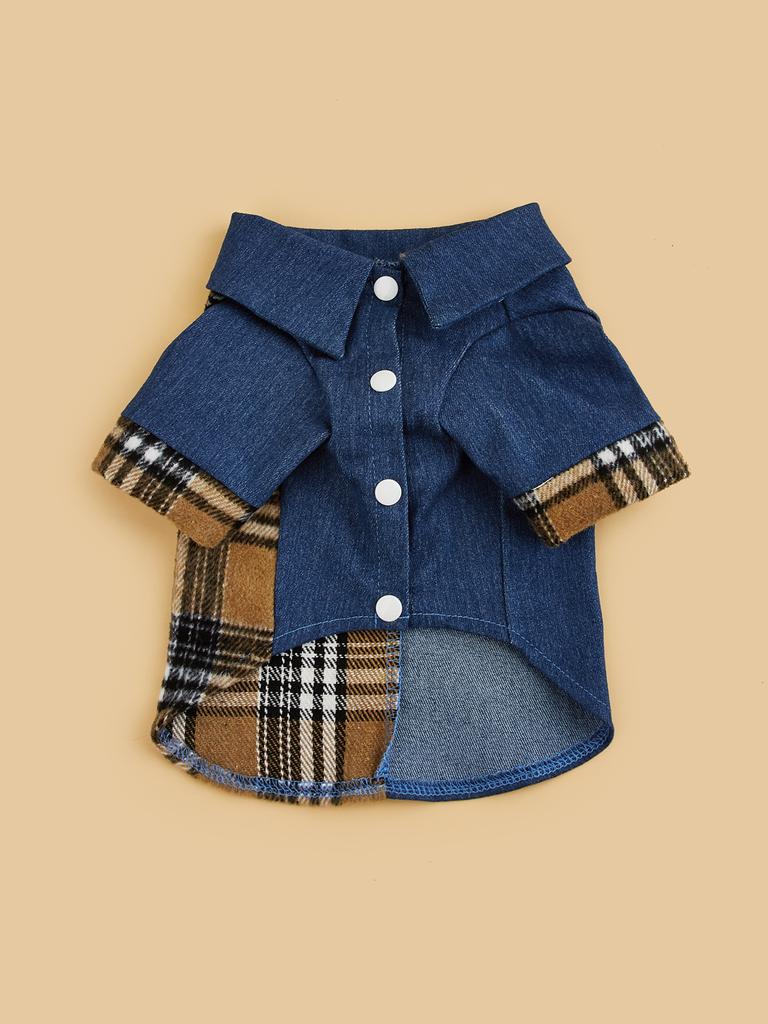 Honden kleding voor kleine honden Kostuum Jean Puppy met Hondje Plaid Huisdier Kleding Zachte Kleding Outfit