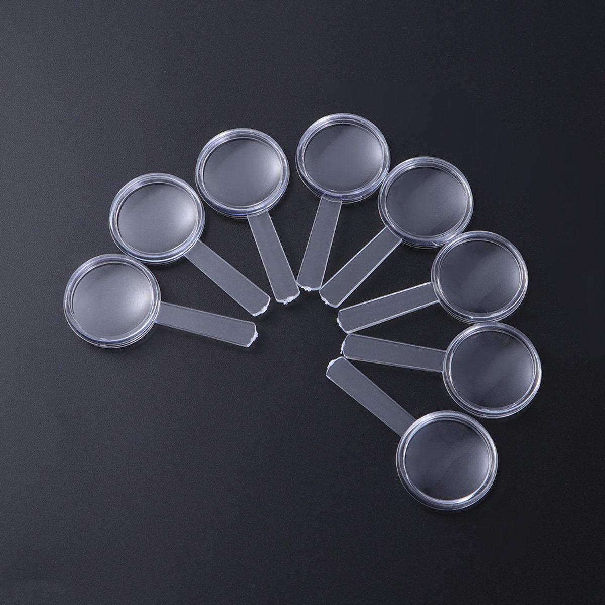 

10Pcs Mini Magnifying Glass 5X Plastic Handheld Magnifiers for Reading Coin Jewelry Observation Detective Play 5.5X2.6X0.5CM