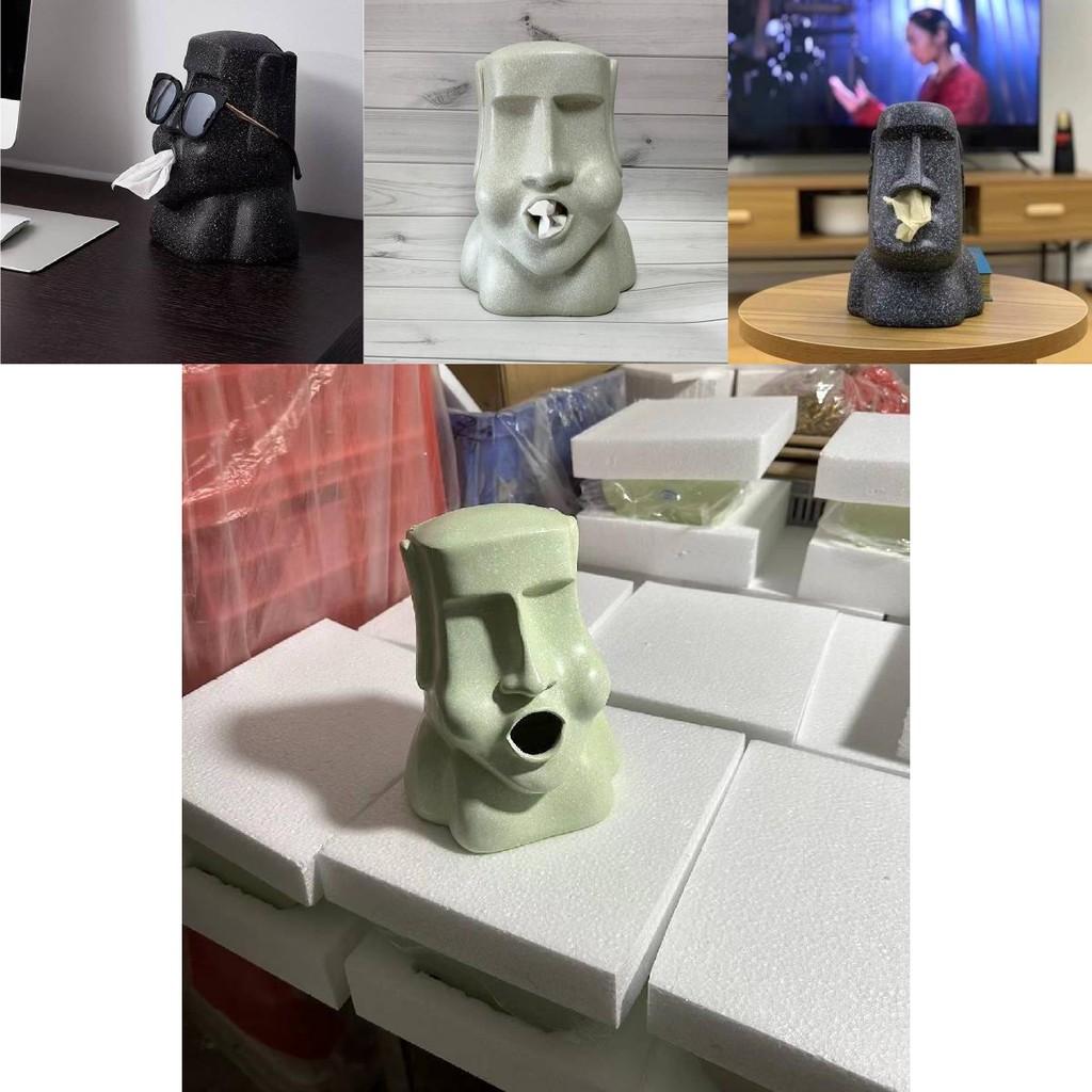Unikátní soška Moai Krabička na kapesníky Kreativní dekorativní držák do jídelny a obývacího pokoje