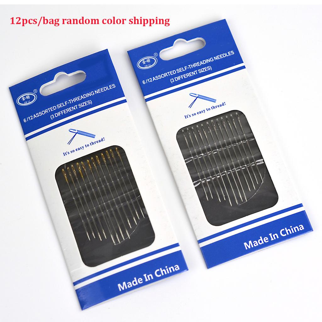 12Pcs/set Stainless Steel Needle for Sewing Household Threading Apparel Manual DIY Jewerly Beading Needles Big Hole Blind Needle