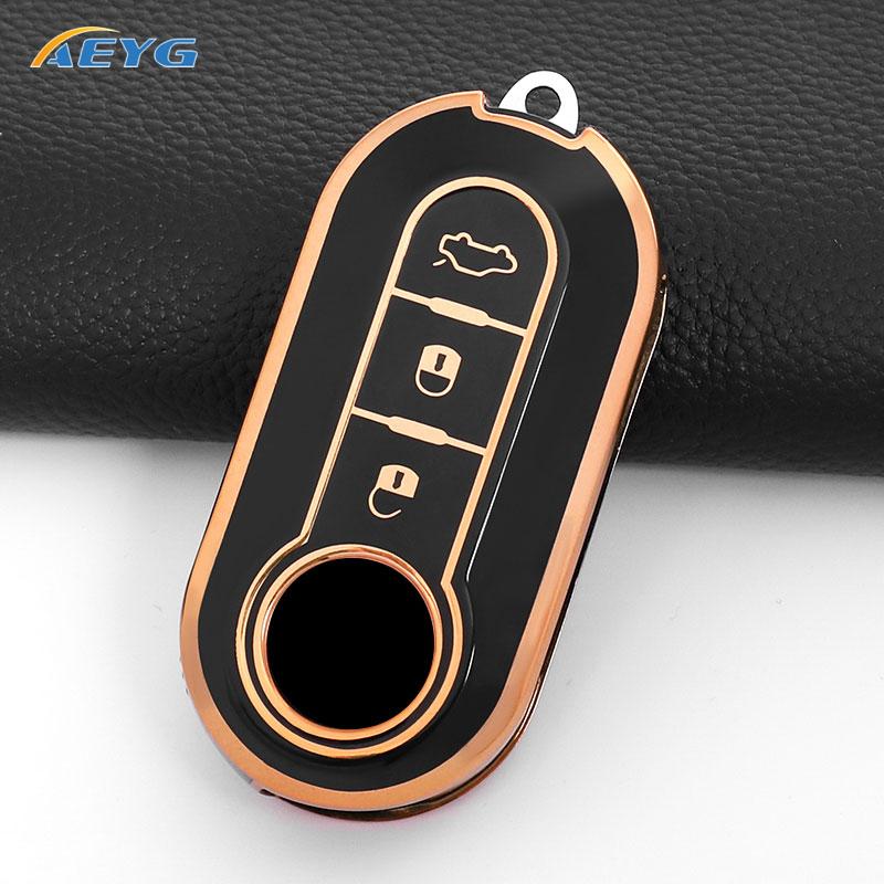 Car Key Case Cover for Fiat 500 Ducato Panda 500L Punto Lancia Musa for Citroen Car Keyring Luxury Keychain Interior Accessories