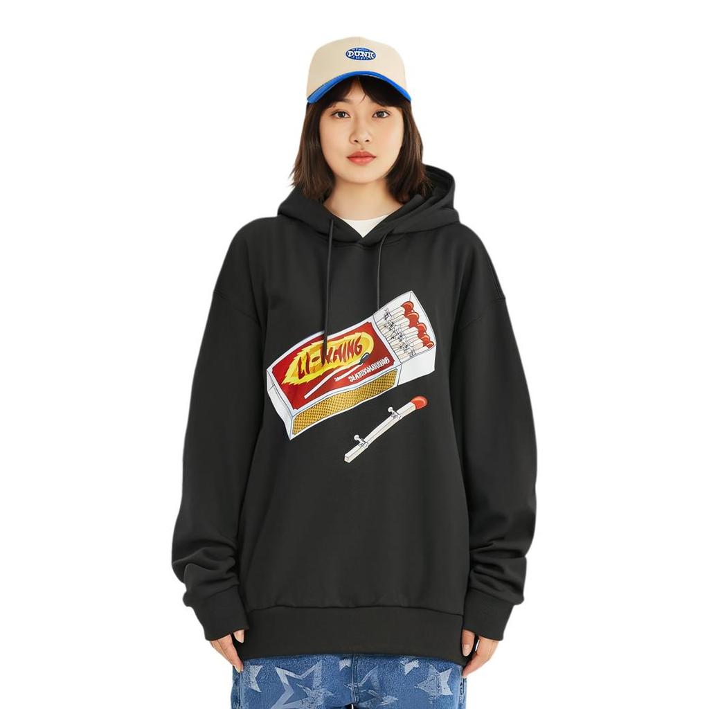 Li-Ning Men's Trend Series Fleece Lined Hooded Sweatshirt Black AWDT953-1
