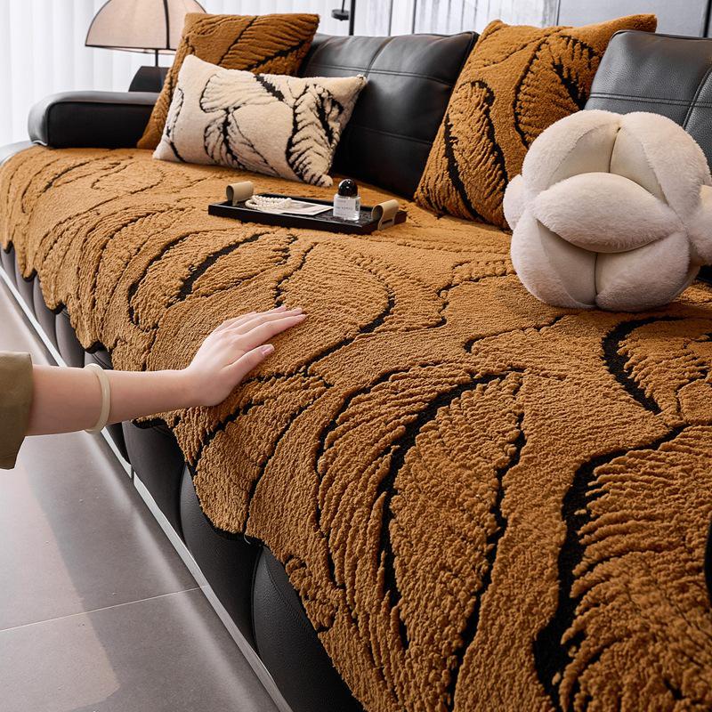 Genuine Leather Sofa Cushion - 2026 Lawrence Winter Non-Slip Cover 70*70cm кофейный