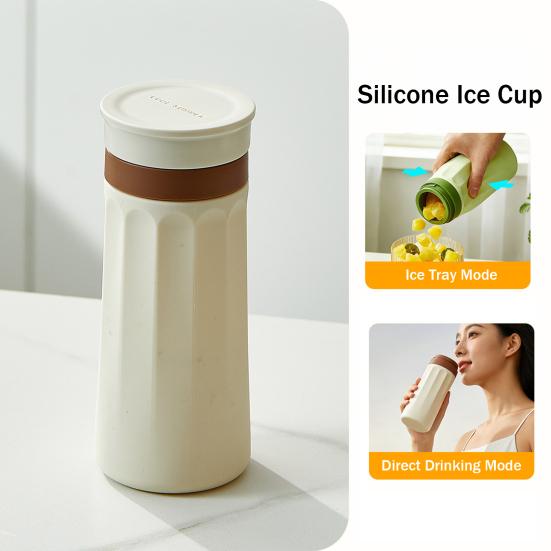 2 in 1 Ice Cube Bottle Portable Silicone Ice Cube Cup with Ice Cube Mold Easy Press to Release Ice Maker for Outdoor Travel Home Office