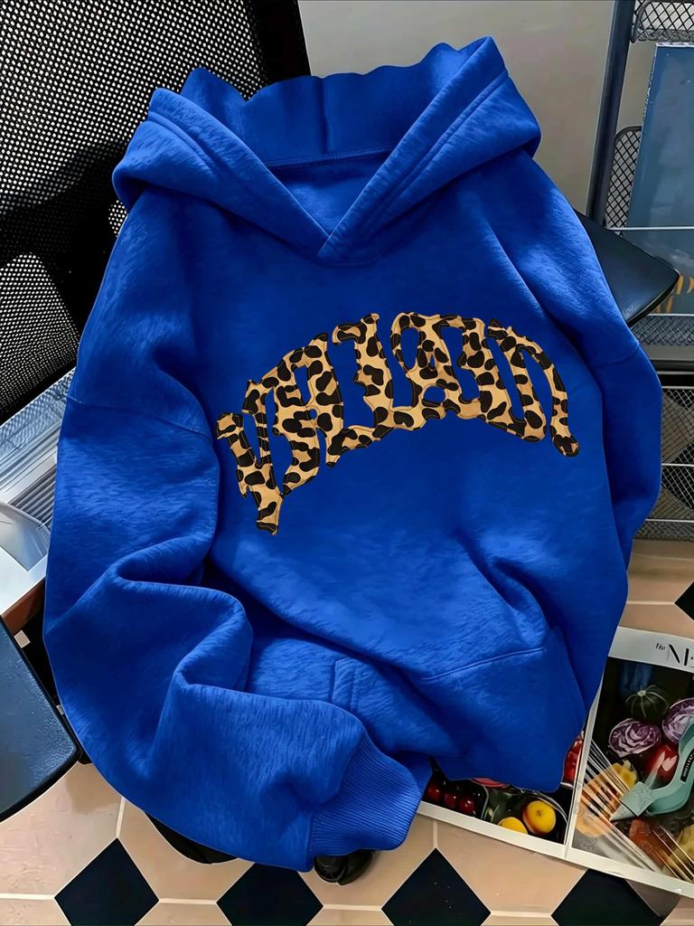 Autunno Americano Retrò Y2K alla Moda Uomo Casual Largo Felpa con Cappuccio Più Venduta Stampa Leopardo Coppia Taglia Grande Felpa con Cappuccio Sportiva