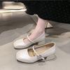 French retro Mary Jane shoes women's 2025 spring and summer new versatile single shoes light mouth silver small leather shoes Doudou shoes