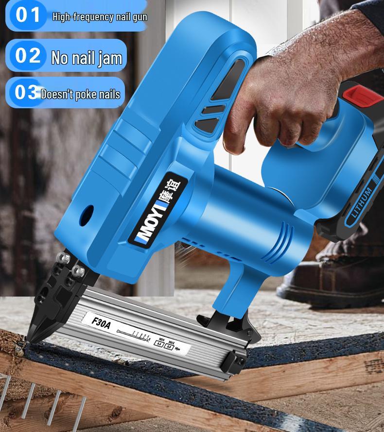 Rechargeable Electric Nail Gun, F30 Brad Nailer & Stapler, with Lithium Battery for Woodworking.