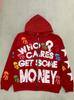 Temu Letter Print Hooded Cardigan Sweater Men's Trendy Brand Loose Color Pattern Couple Coat