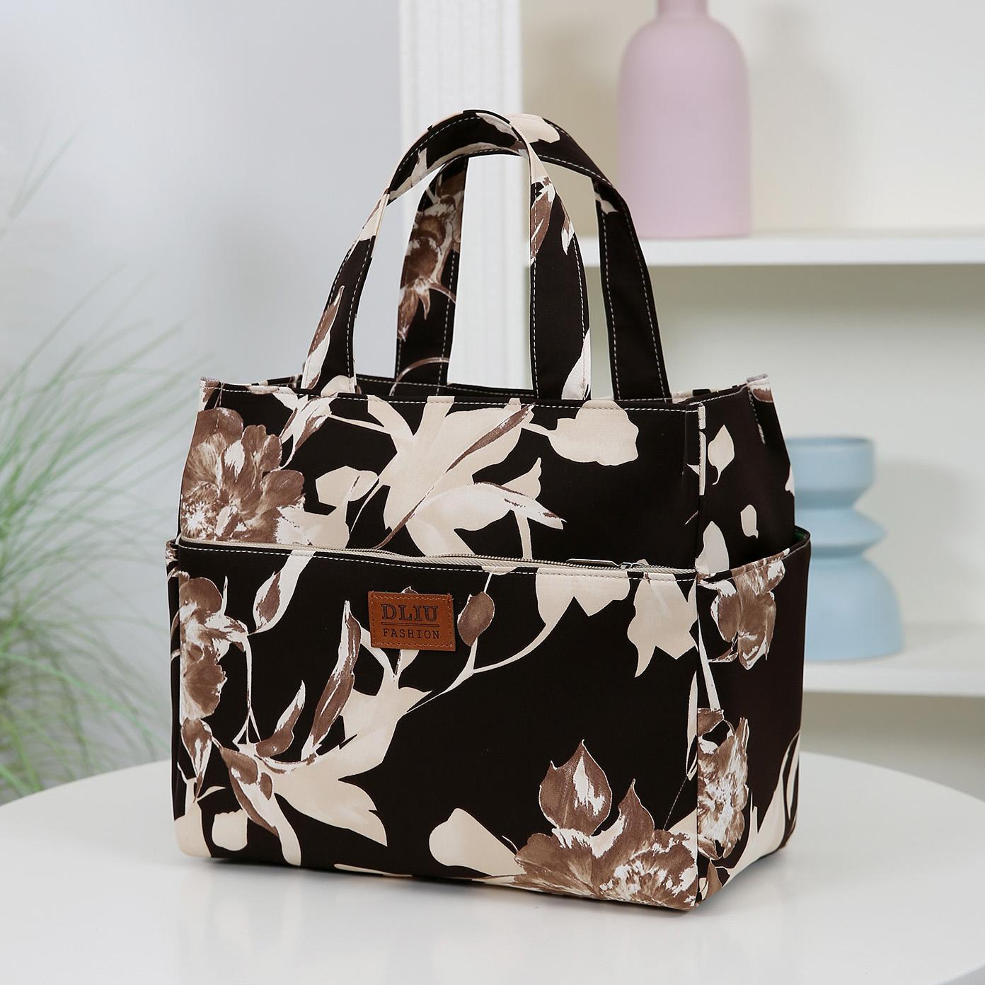 Большая вместимость, утолщенная ткань, сумка-тоут, цветочный узор, miscellaneous bag, сумка для покупок, многофункциональная квадратная сумка-тоут