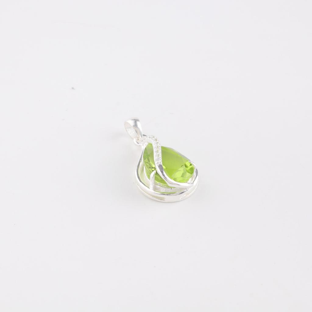 Peridot Gemstone 925 Sterling Silver Jewelry Zircon Pendant For Anniversary Gift CZP-7-9