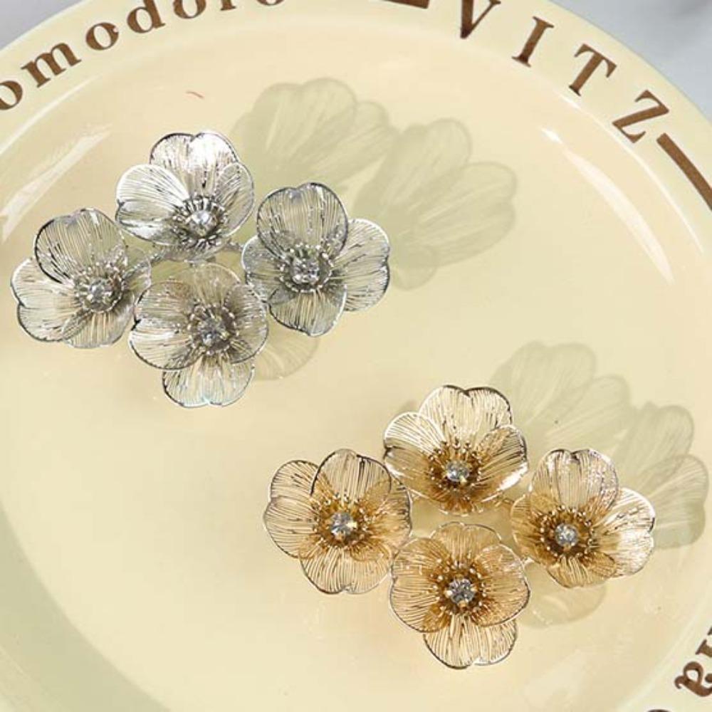 Rhinestone Floral Tassel Earrings Zinc Zinc Alloy Long Dangle Earrings Exaggerated Flower Ear Drop  Gift