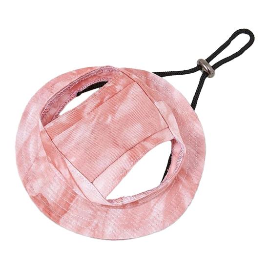 Pet Sun Hat Drawstring Adjustable Tie-Dye Denim Pet Hat Breathable Sun Protection Hat with Ear Holes for Dogs And Cats