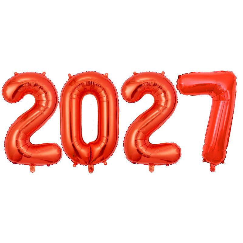2027 Number Foil Balloons 16/32 Inch Multicolor Floatable Decor for New Year Christmas Graduation Party