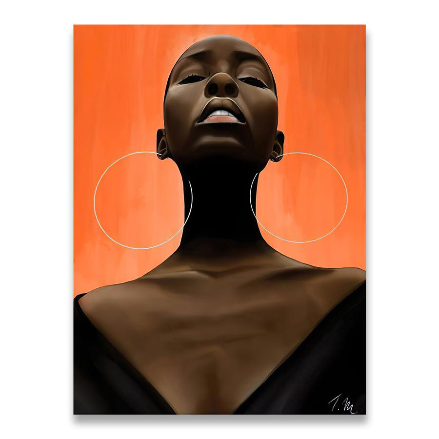 African Art Black Girl Woman Portrait Painting On Canvas Cuadros Poster and Print Scandinavian Wall Art Picture for Living Room