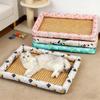 Cooling Ice Nest Rattan Pet Bed Summer Cat Dog Cooling Mat Pad Breathable Lightweight Bed For Small Pet Dogs Home Supplies