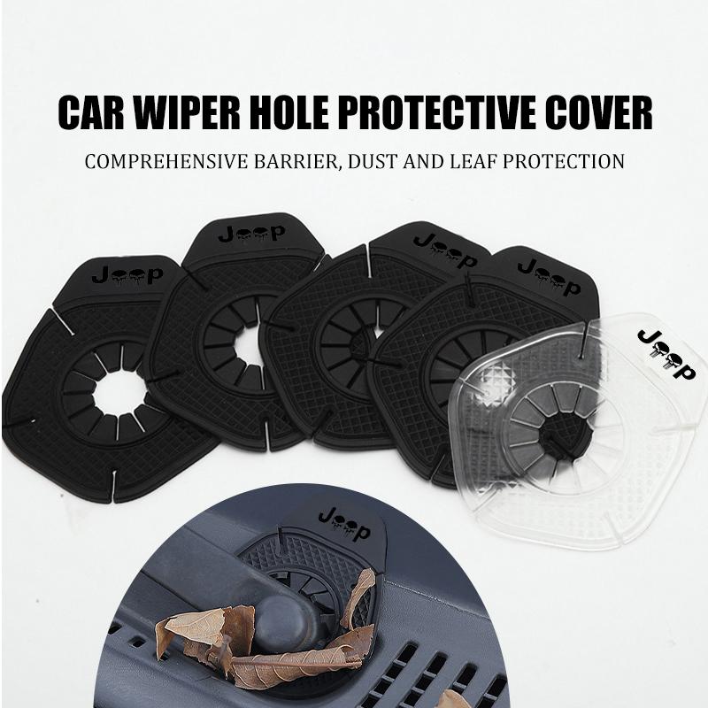 For Jeep 1/2PCS Car Windshield Wiper Bottom Hole Protective Cover Auto Accessories Cherokee Wrangler JK Gladiator Compass