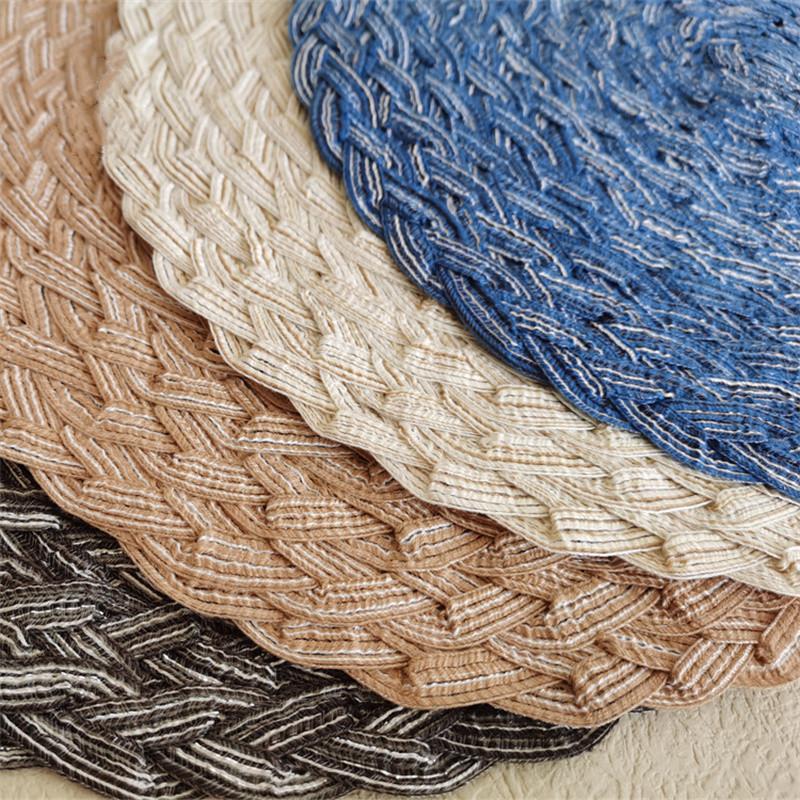 15" Nordic Triple Braid Weaving Cotton Yarn Meal Mats Home Hotels Insulation Tableware Mat Dining Table Decoration Accessories