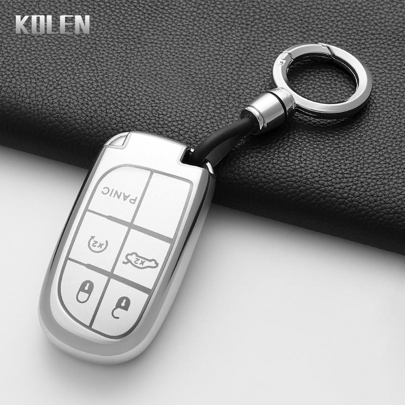 Tpu Car Remote Key Case Cover Shell For Jeep Grand Cherokee Compass Dodge Charger Chrysler Key Protection Accessories Keychain