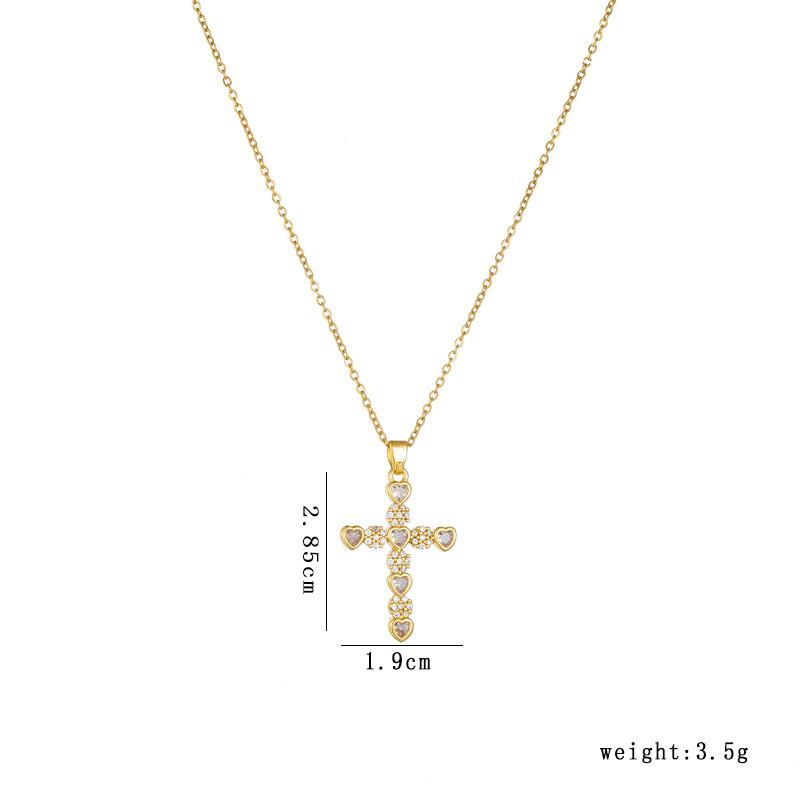 High Grade Cross Zircon Pendant Necklace Stainless Steel Light Luxury Geometric Choker Jewelry Party Gifts For Women Girls