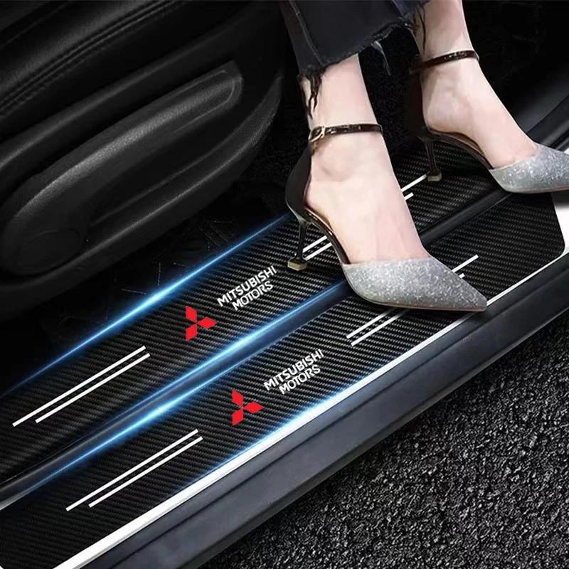 cxwklz1 For Mitsubishi Car Door Sill Carbon Fiber Sticker Auto Protector Strip Waterproof Eclipse Lancer Outlander Pajero ASX Colt I200