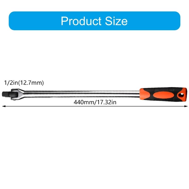 Heavy Duty 1/2Inch Joint Handle Flexible Head Socket Wrench with 180 Degree Rotation and Ergonomic Grip Breaker Bar Tool