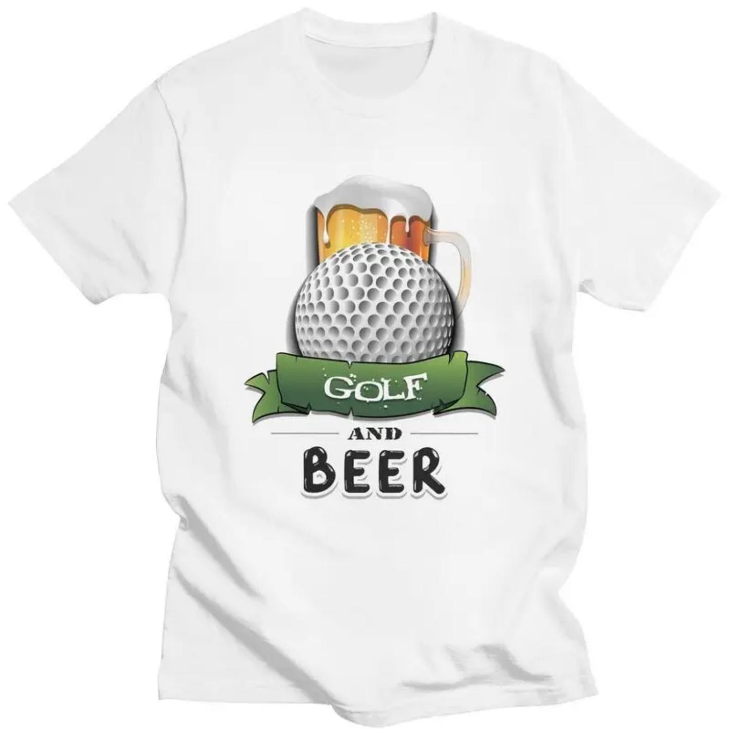

Custom Golf Ball And Beer T Shirts Men Pure Cotton Tees Tshirt Short-Sleeve Fashion T-shirt Clothing S чёрный