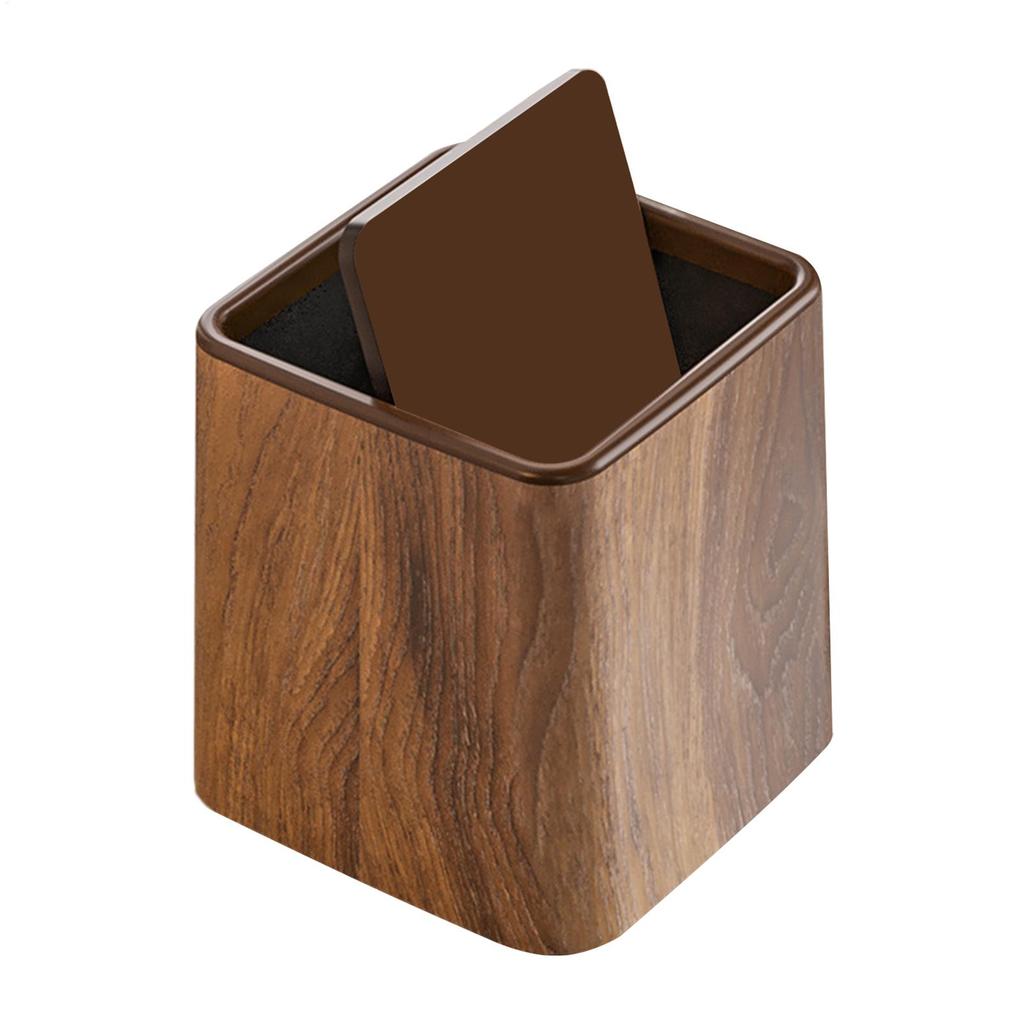 Desk Garbage Can Small Trash Can Waste Basket Retro Dustbin with Lid Space-Saving Wastebasket Container Recycling Bin for Room