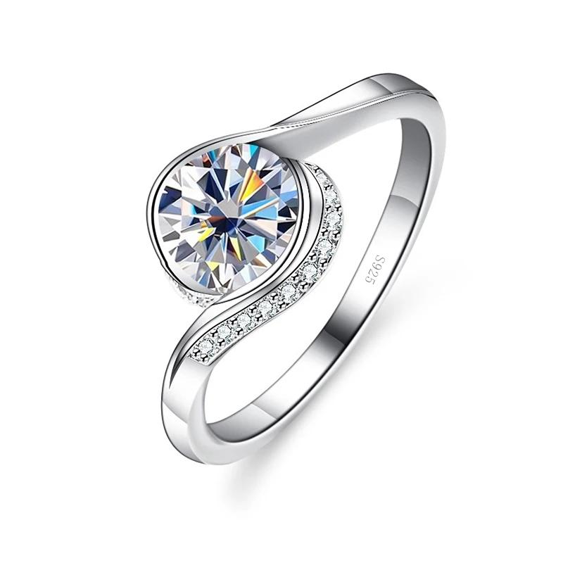 

Bague Ringen S925, чистая инкрустация, 1 карат, цвет D, муассанит, серия женских сумок с простым закрытым кольцом 1ct（No.9） белый