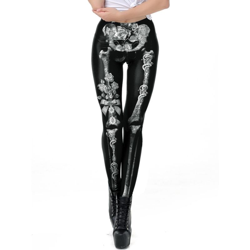 Halloween 3D Skull Print Pants Halloween 3D Skull Print Ankle Tight Leggings