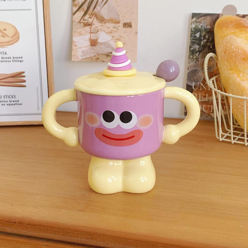 Mug With Lid Spoon Cute Cup Ceramic Strange Water Cup Couple Give Girl Birthday Gift Souvenir