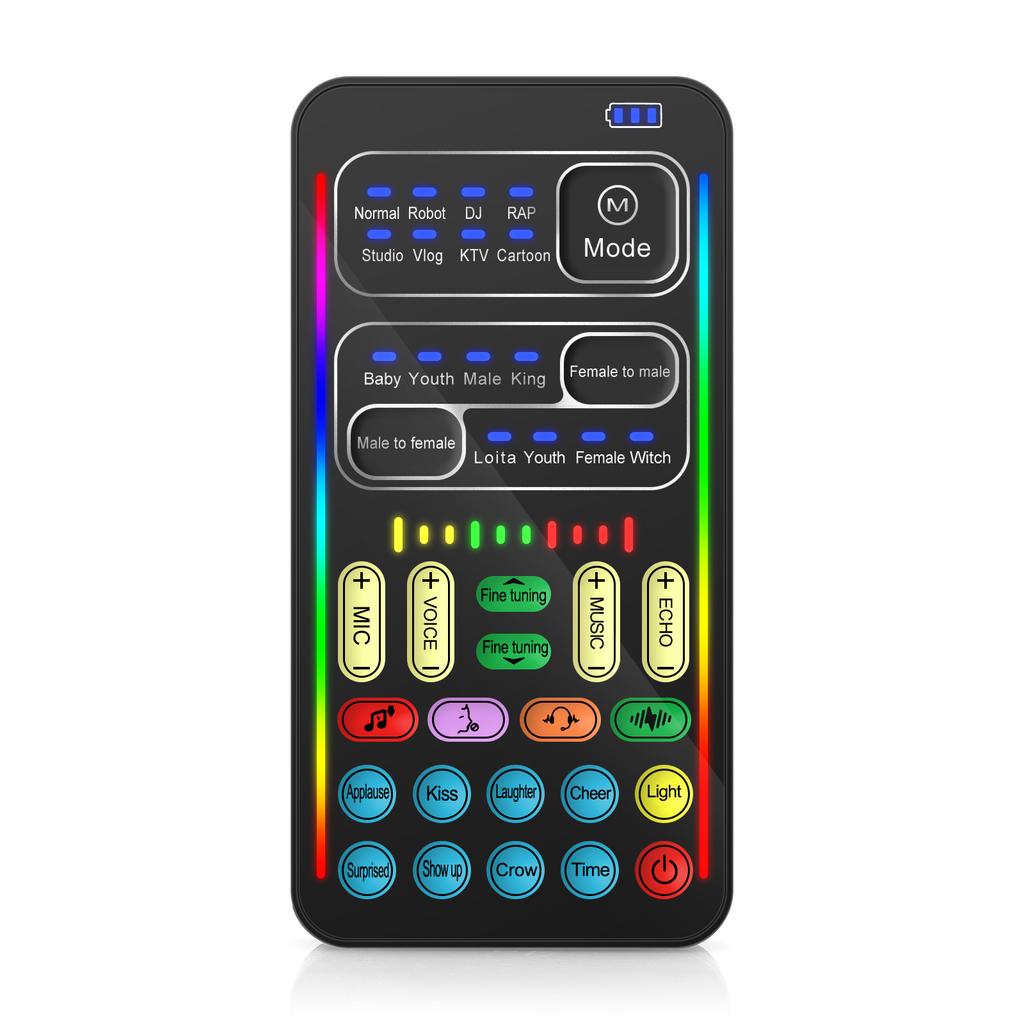 I9 Voice Changer Mini Multiple Audio Effect Bluetooth-Compatible Live Sound Cards Portable Live Voice Sound Card I9 Equipment