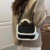 Women Light Luxury Fashion Korean Style Casual Frosted Splicing Commuter Versatile Crossbody Small Square Bag